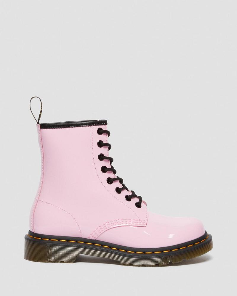 Women's Dr Martens 1460 Patent Leather Lace Up Boots Pink | AU 194QMA